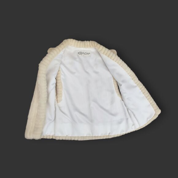 Eggshell White Corduroy Cut Mink Vest -Medium - Picture 6 of 7